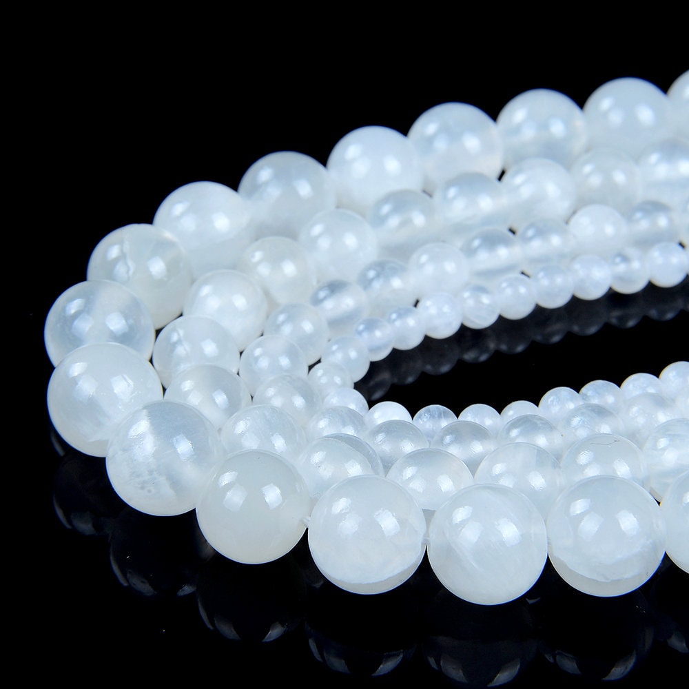 Sale !!! 12mm Genuine Selenite White Gemstone Grade Aaa Round Loose Beads 7.5 Inch Half Strand (80007656 H-889)