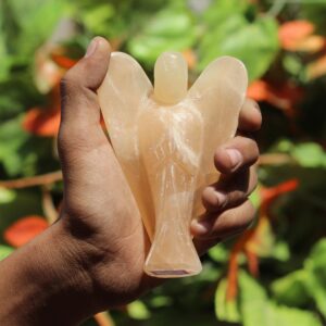 125MM Orange Selenite Angel Figurine: Hand-Polished Healing Crystal 125MM Orange Selenite Angel Figurine: Hand-Polished Healing Crystal