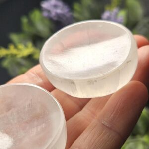 Selenite Bowl: Miniature Crystal Worry Stone Selenite Bowl: Miniature Crystal Worry Stone