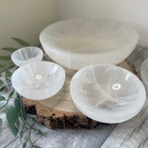 Selenite Bowl Natural For Charging Crystals & Clarity 60mm-95mm