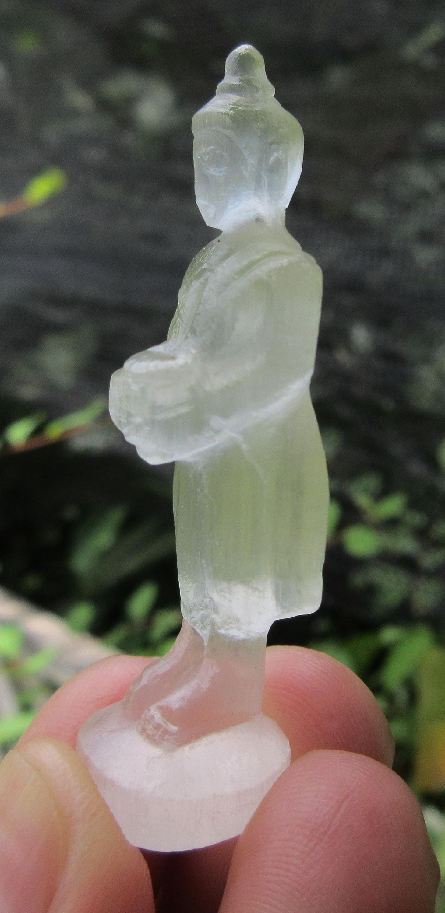 Selenite Carved Buddha: Thai Style Crystal Healing Stone