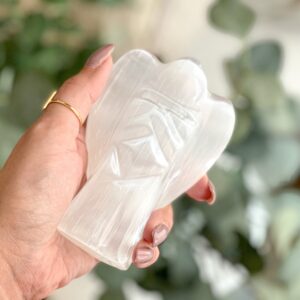 Selenite Crystal Angel: Carved Gemstone, Reiki Blessed Selenite Crystal Angel: Carved Gemstone, Reiki Blessed