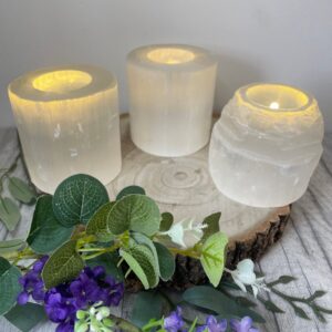Selenite cylinder t-light candle holder for clarity Selenite cylinder t-light candle holder for clarity