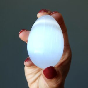 Selenite Egg Glowing White Satin Spar Stone