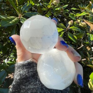 Selenite, Selenite Geometric Sphere, Selenite Sphere, Qty. 1 Selenite, Selenite Geometric Sphere, Selenite Sphere, Qty. 1