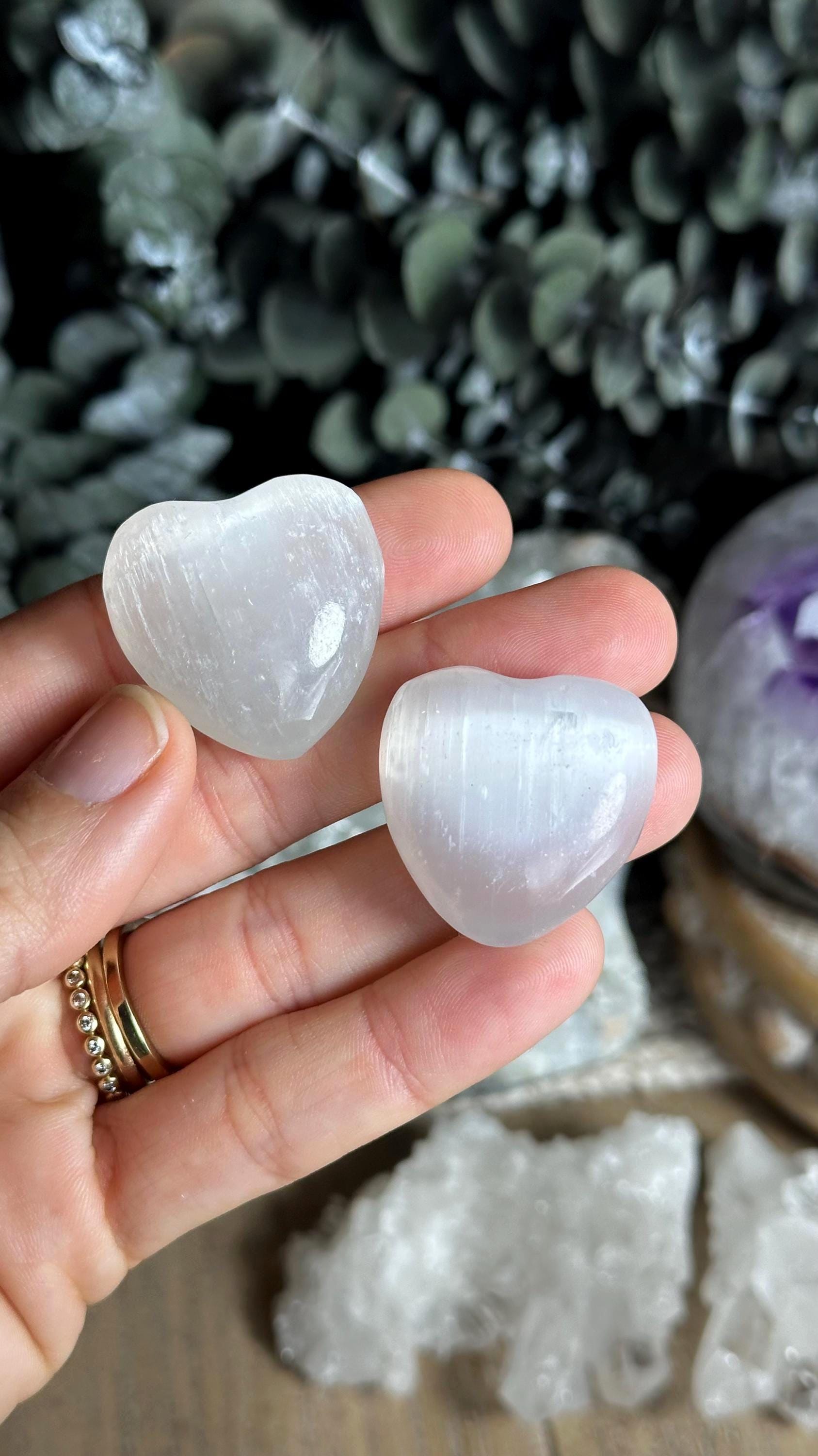Selenite Heart: Small Crystal Healing Stone, Protection & Love
