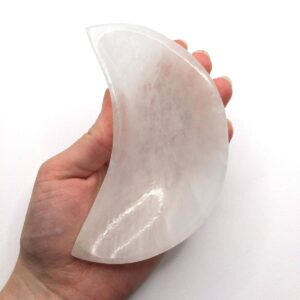 Selenite moon shaped bowl natural for charging crystals and clarity 100mm Selenite moon shaped bowl natural for charging crystals and clarity 100mm