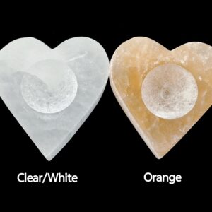 Natural Selenite Crystal Heart Shape Candle Holder Size Approx. 3.25" Inches Natural Selenite Crystal Heart Shape Candle Holder Size Approx. 3.25" Inches