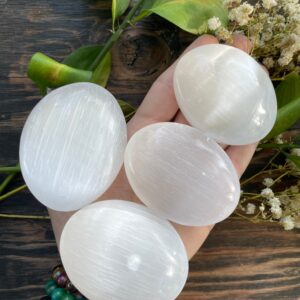 Selenite, Selenite Palm Stone, Qty. 1 Selenite, Selenite Palm Stone, Qty. 1