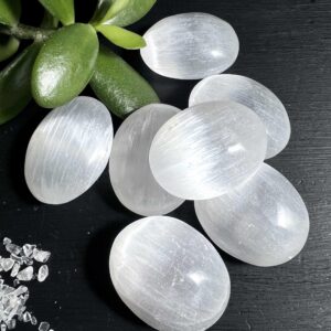 Polished Selenite Palm Stone | Premium Morocco | Cleansing Moon Energy | Spiritual Gift Polished Selenite Palm Stone | Premium Morocco | Cleansing Moon Energy | Spiritual Gift