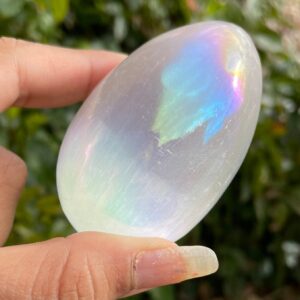 Rainbow Aura Selenite Crystal: Sphere Or Egg