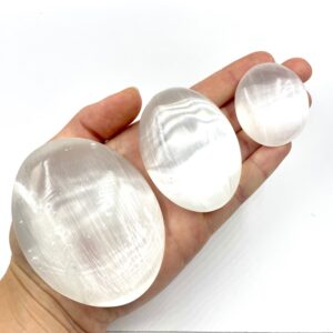 Selenite Satin Spar Pebble Massage Stone 40-70mm Selenite Satin Spar Pebble Massage Stone 40-70mm