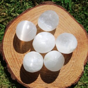 Selenite Sphere Shaped Polished Pieces Medium Selenite Sphere Shaped Polished Pieces Medium