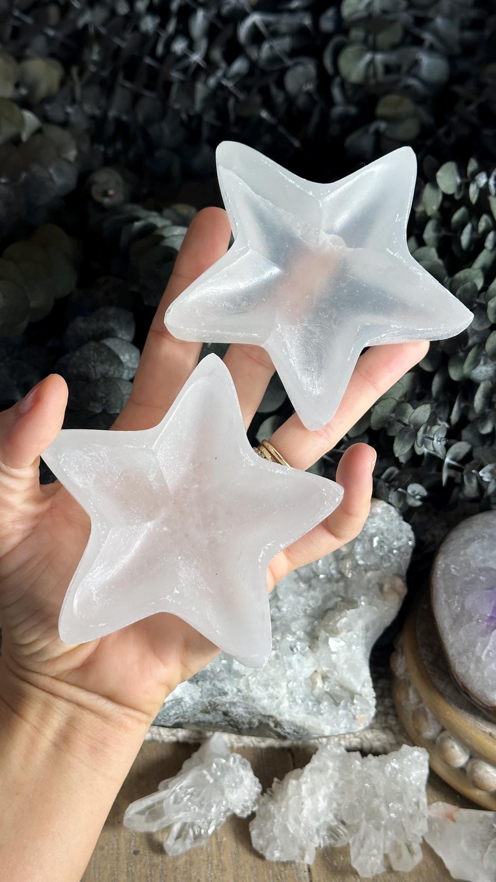 Selenite Star Bowl: Crystal Cleansing Dish, Satin Spar (4”) Selenite Star Bowl: Crystal Cleansing Dish, Satin Spar (4”)