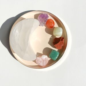 Taurus Zodiac Crystal Set: Selenite Moon Bowl, Healing Stones Taurus Zodiac Crystal Set: Selenite Moon Bowl, Healing Stones