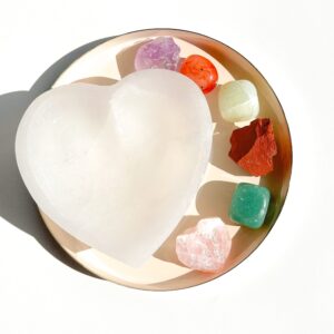 Taurus Zodiac Crystal Set: Selenite Heart Bowl & Healing Stones Taurus Zodiac Crystal Set: Selenite Heart Bowl & Healing Stones