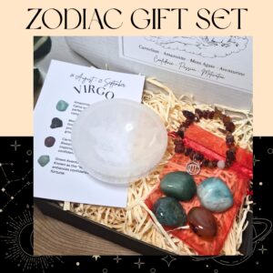Zodiac Birthstone Gemstone Kit, Crystal Gift Set, Birthstone Bracelet with Tumbled Stones & Selenite Bowl, Astrology Self Care Kit. Zodiac Birthstone Gemstone Kit, Crystal Gift Set, Birthstone Bracelet with Tumbled Stones & Selenite Bowl, Astrology Self Care Kit.