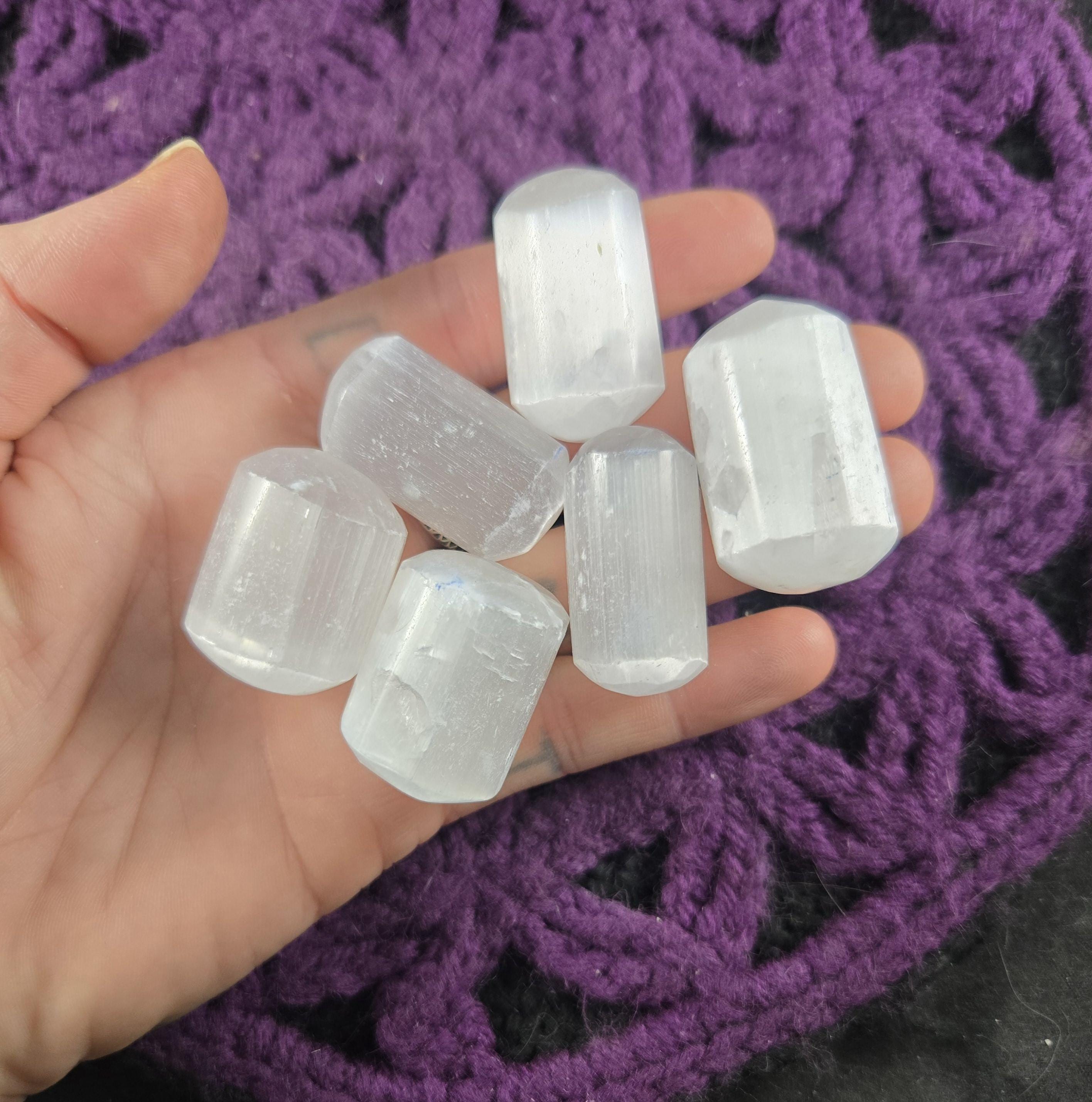 6 White Selenite Polished Crystals Tumbled Oblong Unique Pieces Gridding 6 White Selenite Polished Crystals Tumbled Oblong Unique Pieces Gridding