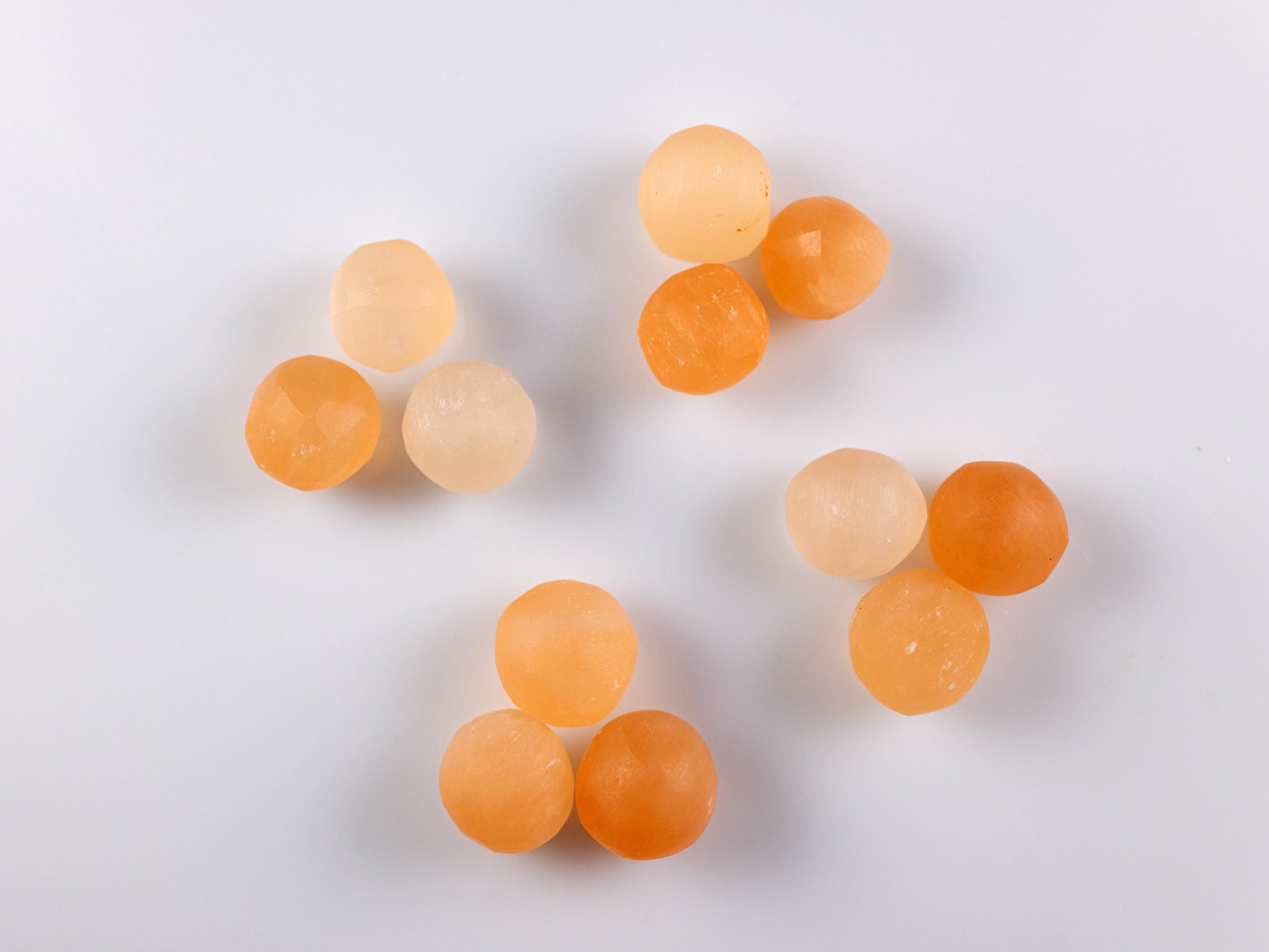 Orange Selenite Crystal Spheres : X3 Small Natural Tumbled Stones, Mini Marbles, Jewelry Making, E2129 Orange Selenite Crystal Spheres : X3 Small Natural Tumbled Stones, Mini Marbles, Jewelry Making, E2129