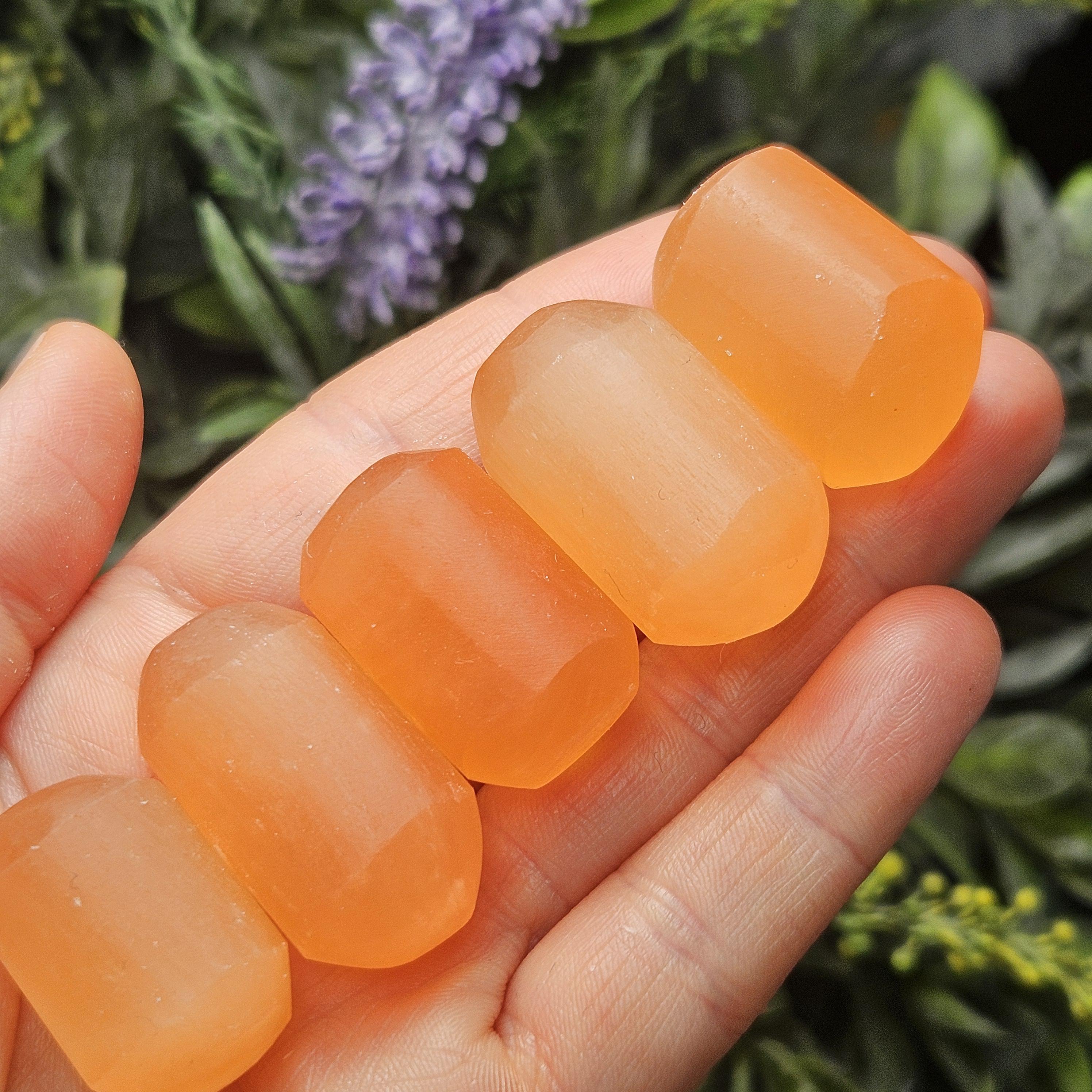 Peach Selenite Crystal - Polished Selenite - Orange Selenite - Tumbled Selenite - Selenite Tumble - Polished Orange Selenite