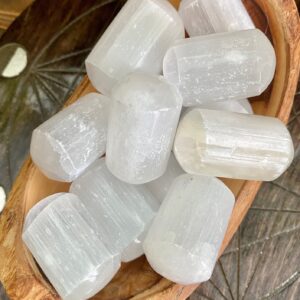 Selenite Satin Spar Tumbled Stone , Large Crystal Gemstone White Natural