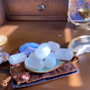 Xl Selenite Tumbled Stone, Healing Crystal, Crown Chakra, Cleansing, Intuitively Chosen