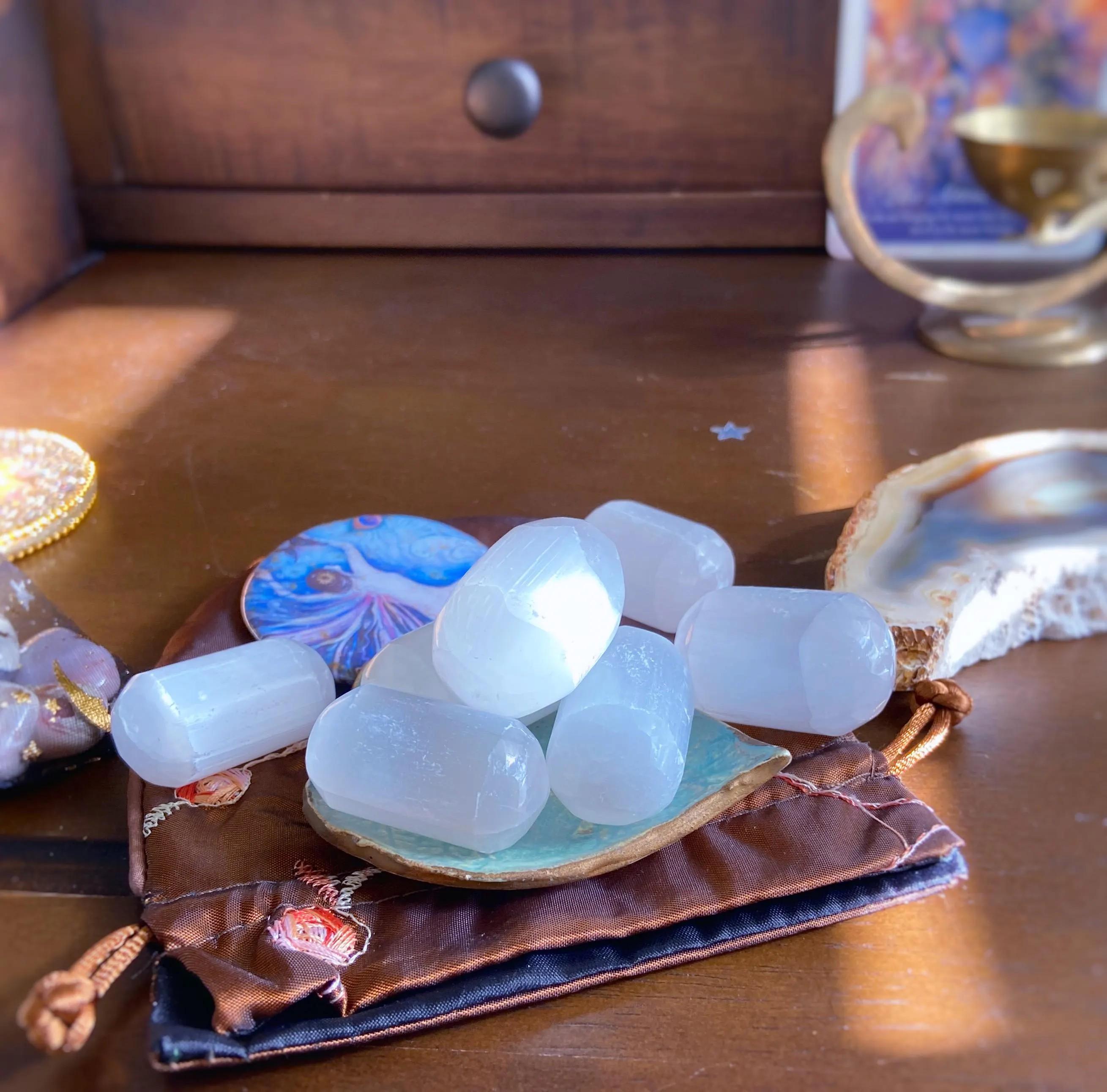 Selenite Tumbled Stone: Xl Healing Crystal, Cleansing Selenite Tumbled Stone: Xl Healing Crystal, Cleansing