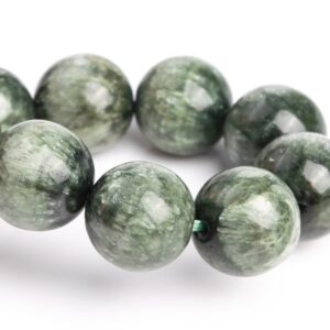 10-11MM Seraphinite Beads Green Bracelet Grade AAA Genuine Natural Round Gemstone 7.5" (121508h-3050)