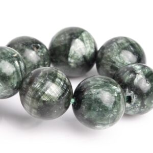 11-12MM Seraphinite Beads Green Bracelet Grade AA Genuine Natural Round Gemstone 8" (121516h-3063)