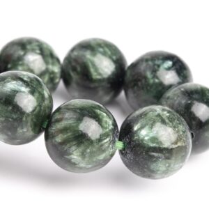 11MM Seraphinite Beads Deep Green Bracelet Grade AA Genuine Natural Round Gemstone 7.5" (121513h-3050)
