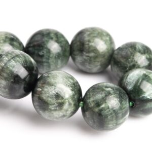 11MM Seraphinite Beads Green Bracelet Grade AA Genuine Natural Round Gemstone 7.5" (121373h-3007)