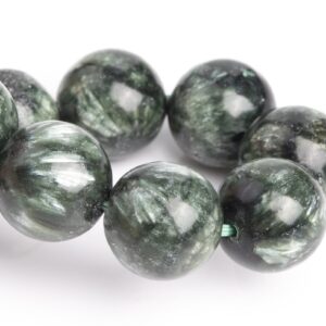 12-13MM Seraphinite Beads Green Bracelet Grade AA Genuine Natural Round Gemstone 8" (121521h-3063)