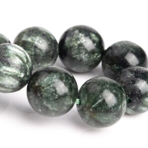 12MM Seraphinite Beads Deep Green Bracelet Grade AA Genuine Natural Round Gemstone 8" (121378h-3047)