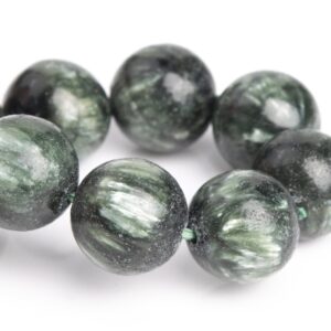 12MM Seraphinite Beads Green Bracelet Grade AA Genuine Natural Round Gemstone 8" (121519h-3063)
