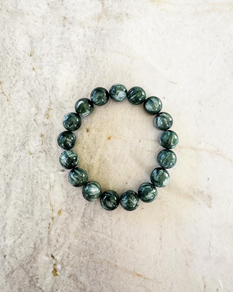 Seraphinite Bracelet - 12mm Stretch Handcrafted