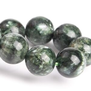 8-9MM Seraphinite Beads Deep Green Bracelet Grade AA Genuine Natural Round Gemstone 7" (121499h-3048)