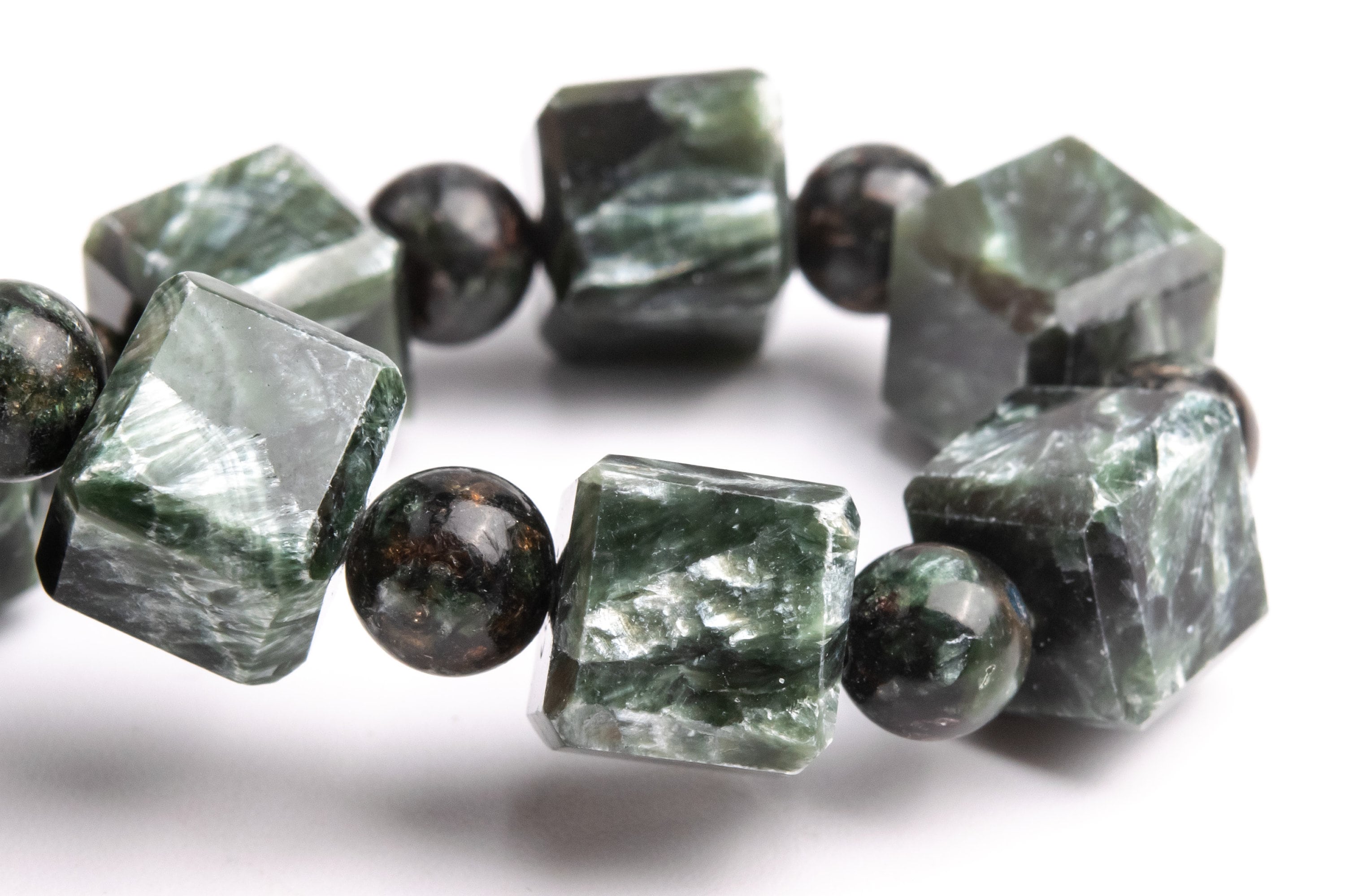 9-10mm Seraphinite Beads Deep Green Bracelet Grade Aaa Genuine Natural Beveled Edge Faceted Cube Gemstone 7" Bulk Lot Options (121744h-1597)