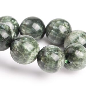 9-10MM Seraphinite Beads Green Bracelet Grade AAA Genuine Natural Round Gemstone 7.5" (121503h-3048)