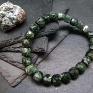 Aaa Grade Seraphinite Clinochlore Genuine Bracelet ~ 7 Inches ~ 8mm Square Beads