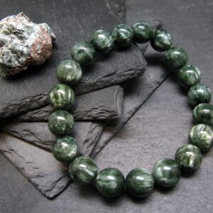 Aaa Grade Seraphinite Clinochlore Genuine Bracelet ~ 7 Inches ~ 10mm Round Beads