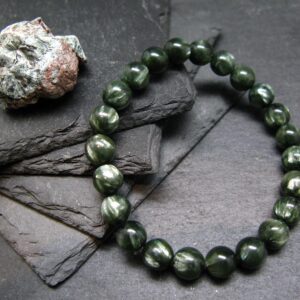 AAA Grade Seraphinite Clinochlore Genuine Bracelet ~ 7 Inches  ~  8mm Round Beads
