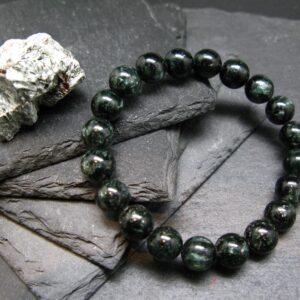 Seraphinite Clinochlore Genuine Bracelet ~ 7 Inches ~ 9mm Round Beads