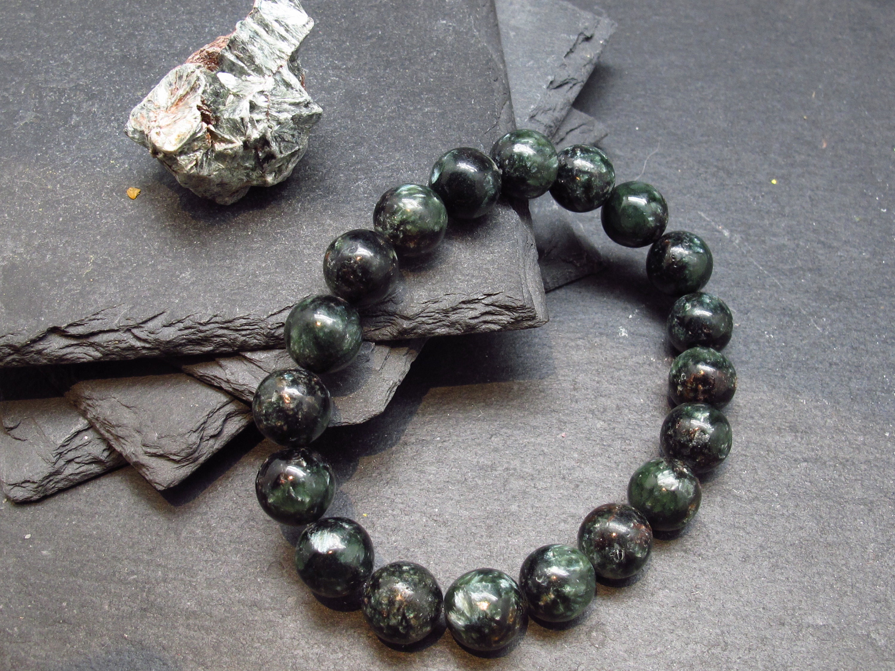 Seraphinite Clinochlore Genuine Bracelet ~ 7 Inches ~ 10mm Round Beads Seraphinite Clinochlore Genuine Bracelet ~ 7 Inches ~ 10mm Round Beads
