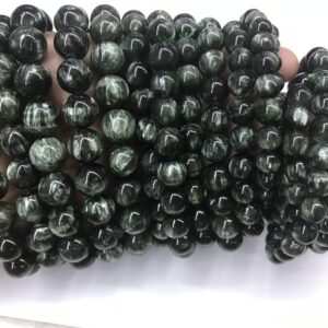 Genuine Seraphinite 7mm - 10mm Round Natural Green Gemstone Beads Grade AA Finished Jewelry Bracelet Supply - 1piece Genuine Seraphinite 7mm - 10mm Round Natural Green Gemstone Beads Grade AA Finished Jewelry Bracelet Supply - 1piece