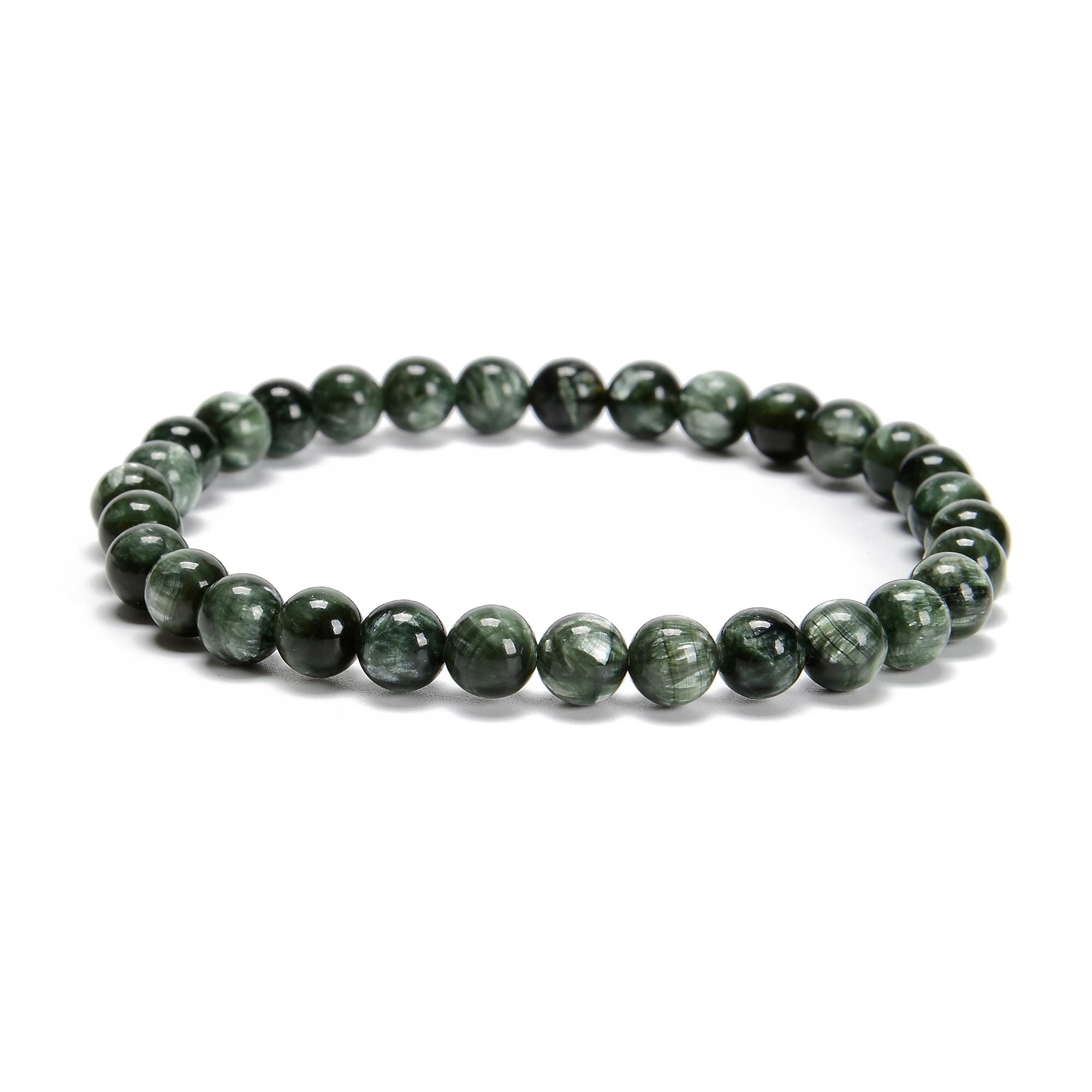 Grade Aaa Seraphinite Smooth Round Beaded Bracelet Size 6mm 7.5'' Length