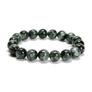 Grade Aaa Seraphinite Smooth Round Beaded Bracelet Size 10mm 7.5'' Length