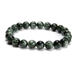 Grade Aaa Seraphinite Smooth Round Beaded Bracelet Size 8mm 7.5'' Length Grade Aaa Seraphinite Smooth Round Beaded Bracelet Size 8mm 7.5'' Length
