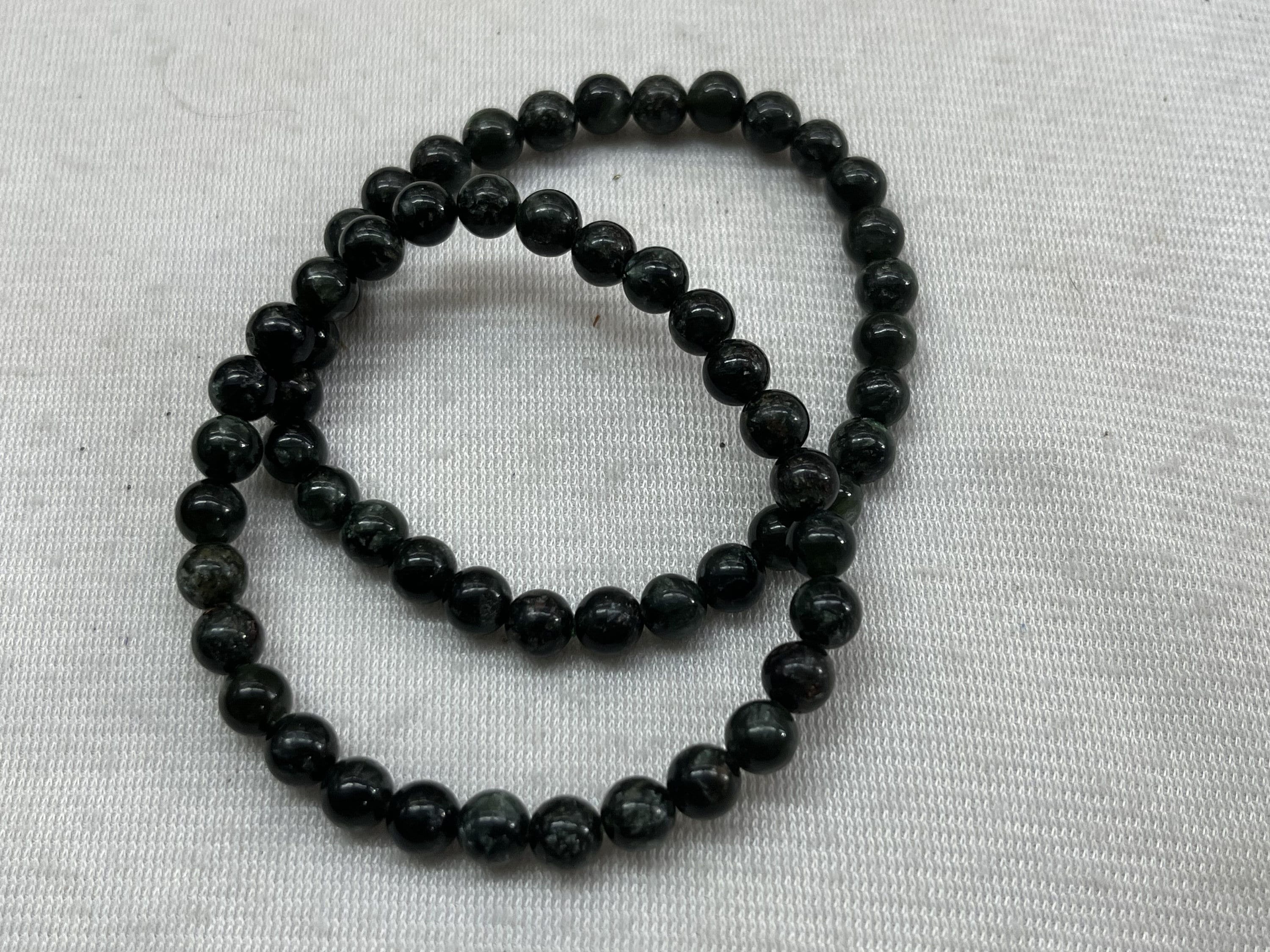 Green Seraphinite 4mm - 6mm Round Genuine Gemstone Beads Grade B Finished Jewelry Bracelet Supply - 1piece