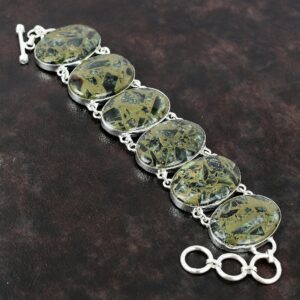 Handmade Seraphinite Bracelet: 925 Sterling Silver Adjustable Chain