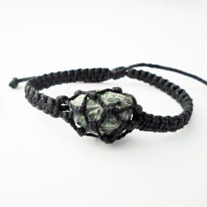 Macrame Seraphinite Bracelet: Green Angel Stone Jewelry